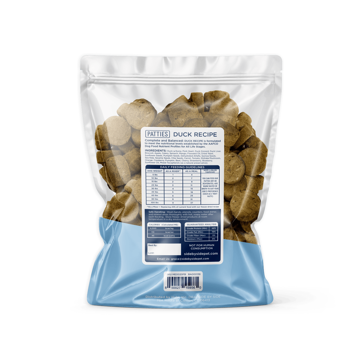 Bulk — Freeze Dried Raw Duck Patties (Cooling)