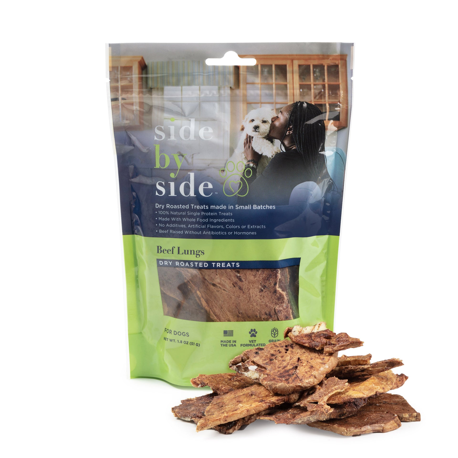 Side By Side Small Batch Dry Roasted Beef Lung Neutral Dog Treats